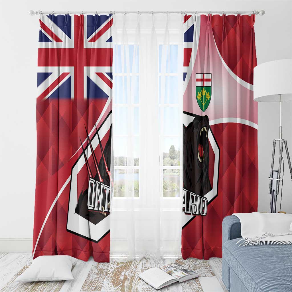 Canada Ontario Province Window Curtain Black Bear Flag Stylized