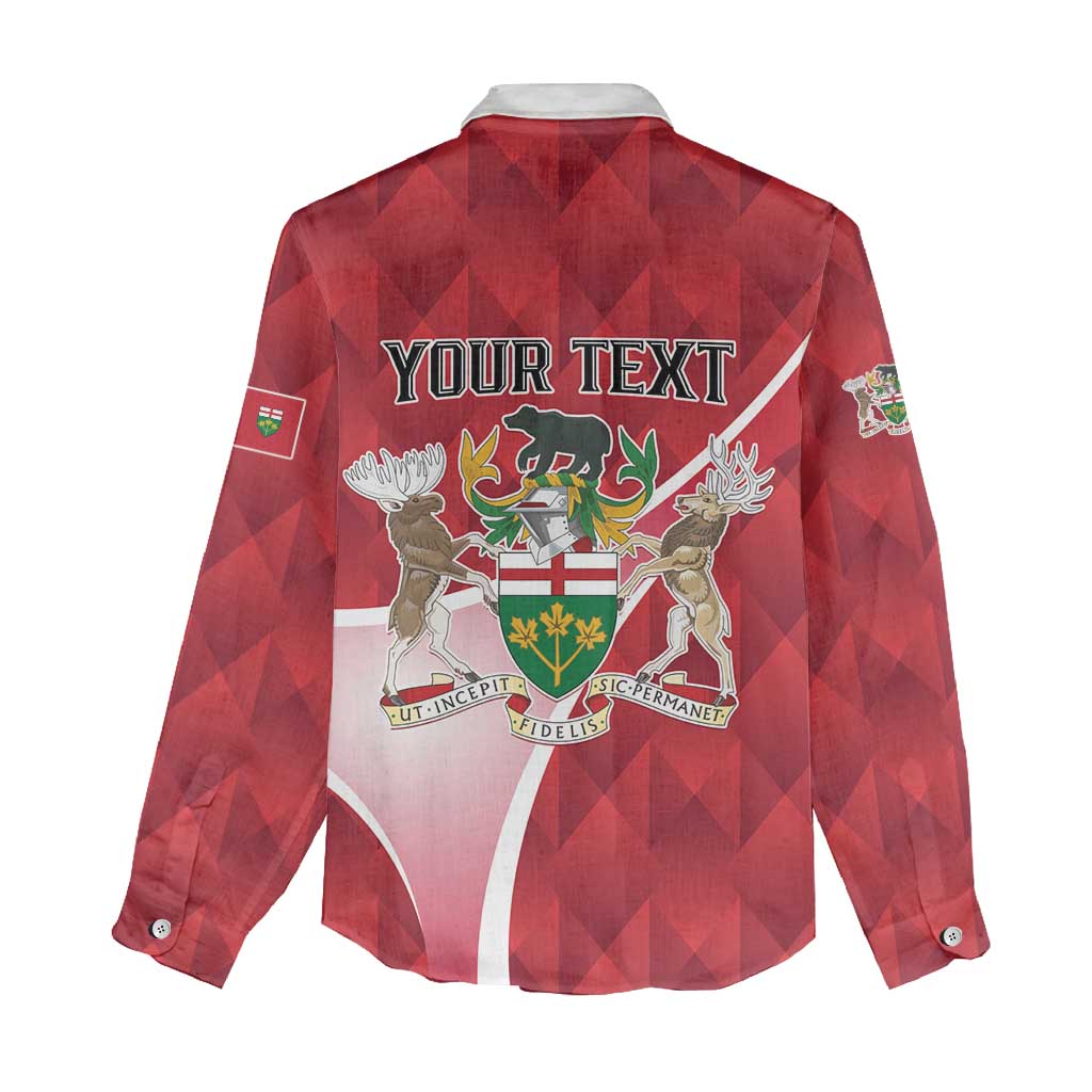 Personalized Canada Ontario Province Women Casual Shirt Black Bear Flag Stylized