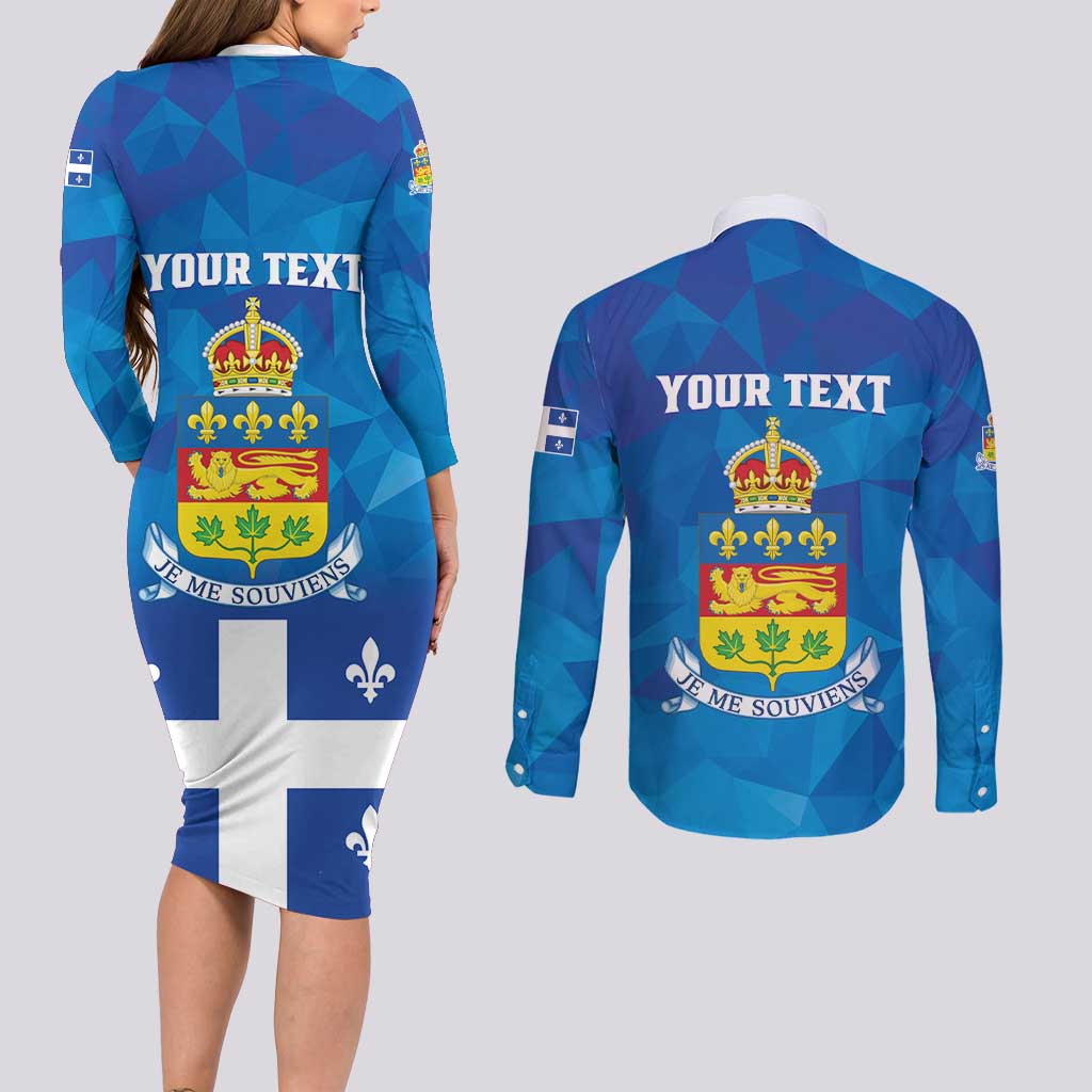 Personalized Canada Quebec Province Couples Matching Long Sleeve Bodycon Dress and Long Sleeve Button Shirt Je Me Souviens