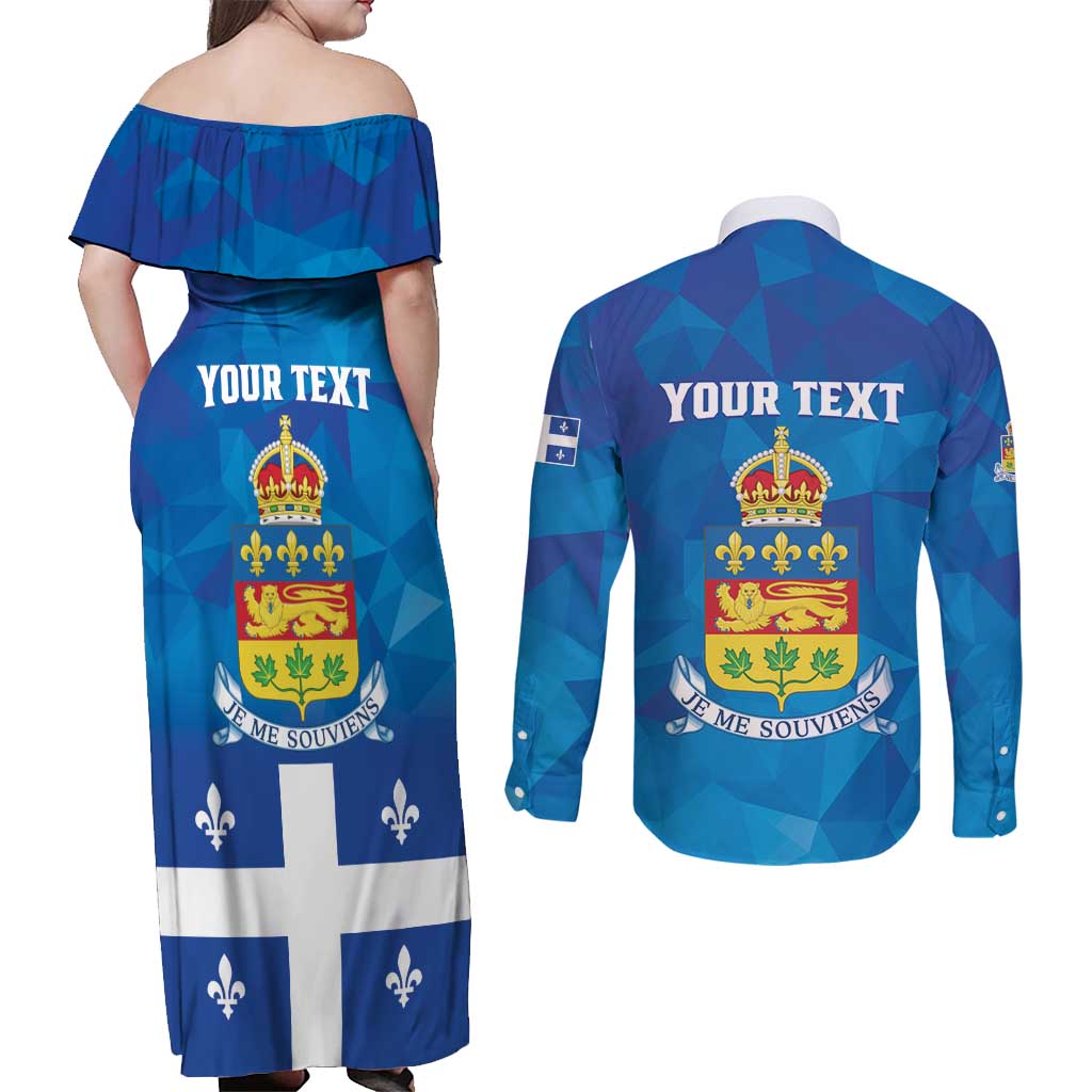 Personalized Canada Quebec Province Couples Matching Off Shoulder Maxi Dress and Long Sleeve Button Shirt Je Me Souviens