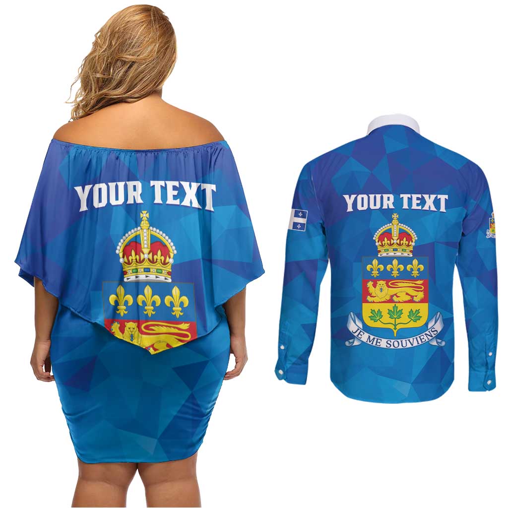 Personalized Canada Quebec Province Couples Matching Off Shoulder Short Dress and Long Sleeve Button Shirt Je Me Souviens