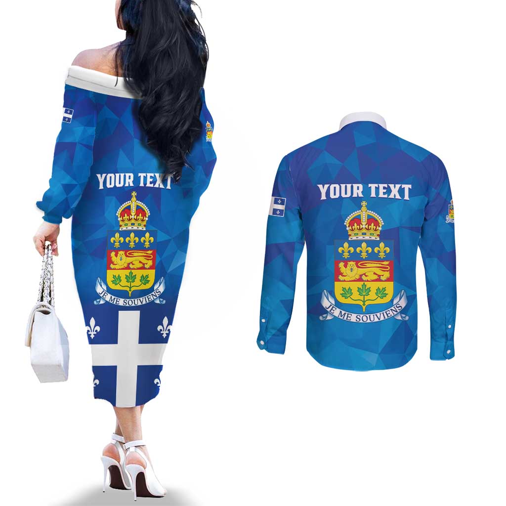 Personalized Canada Quebec Province Couples Matching Off The Shoulder Long Sleeve Dress and Long Sleeve Button Shirt Je Me Souviens