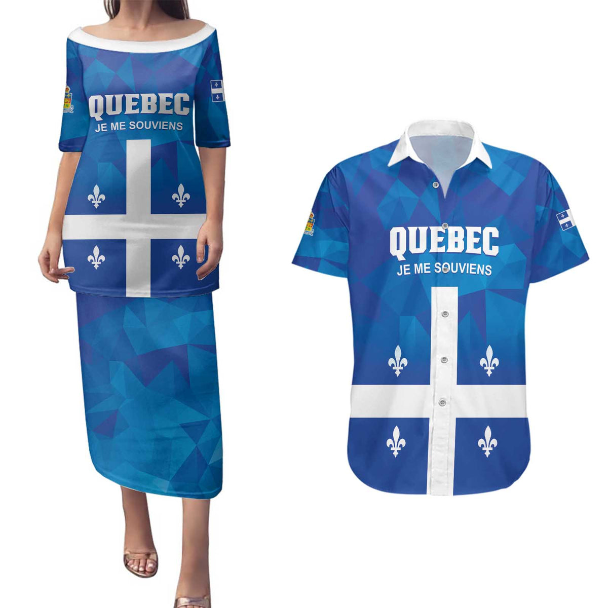 Personalized Canada Quebec Province Couples Matching Puletasi and Hawaiian Shirt Je Me Souviens
