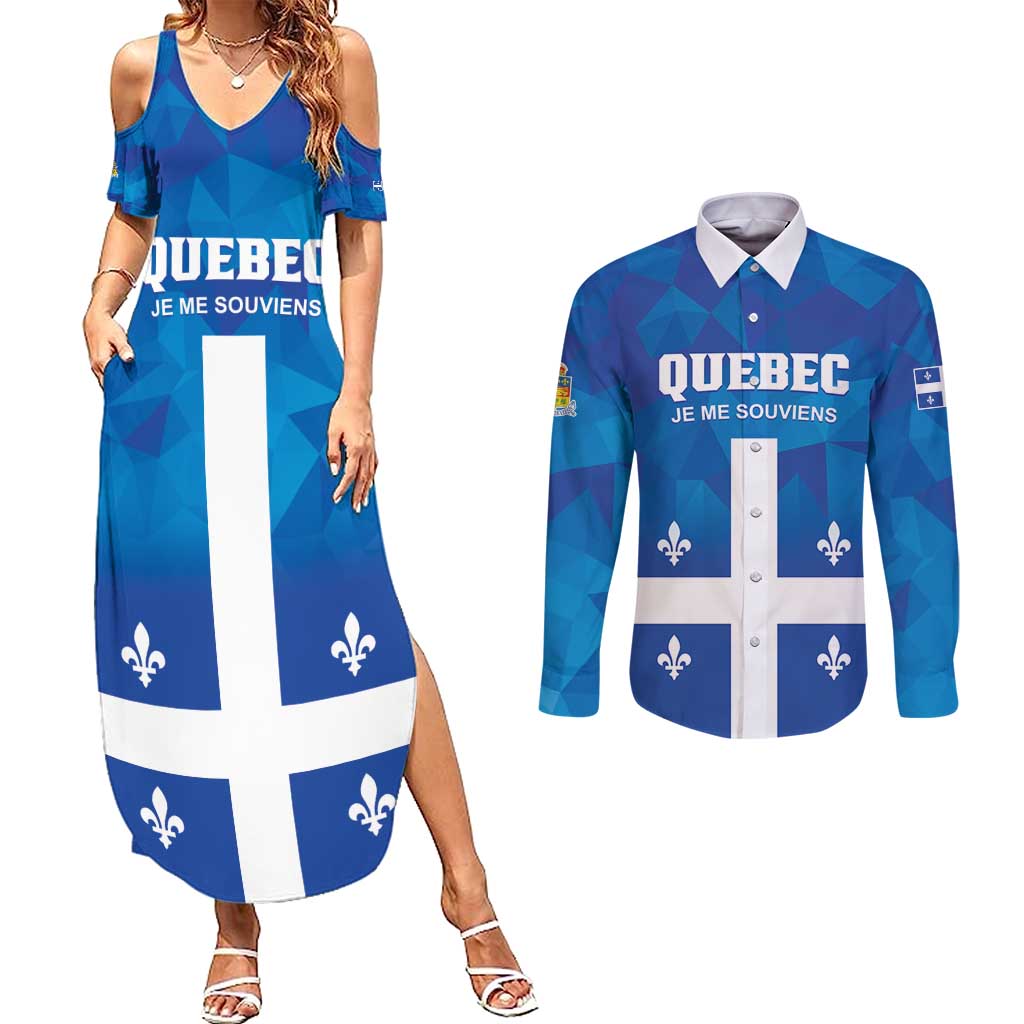 Personalized Canada Quebec Province Couples Matching Summer Maxi Dress and Long Sleeve Button Shirt Je Me Souviens