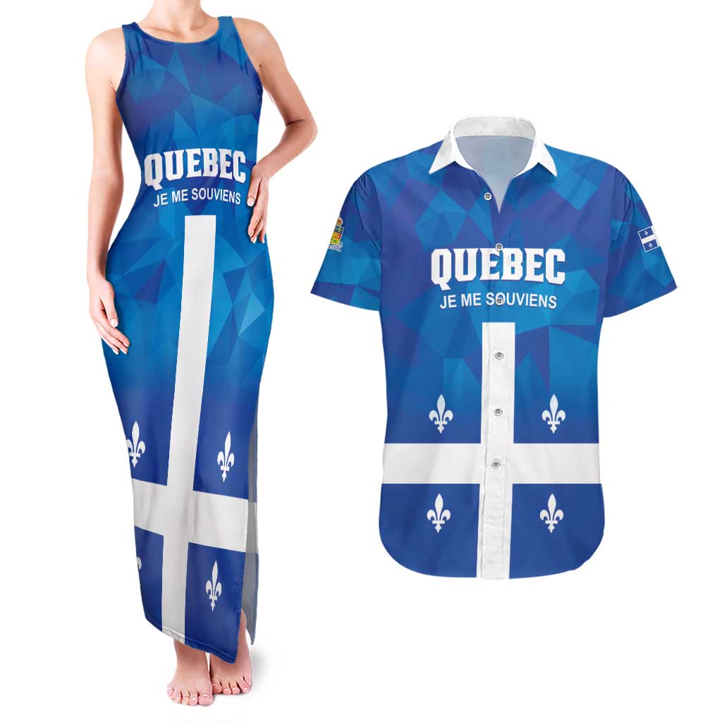 Personalized Canada Quebec Province Couples Matching Tank Maxi Dress and Hawaiian Shirt Je Me Souviens