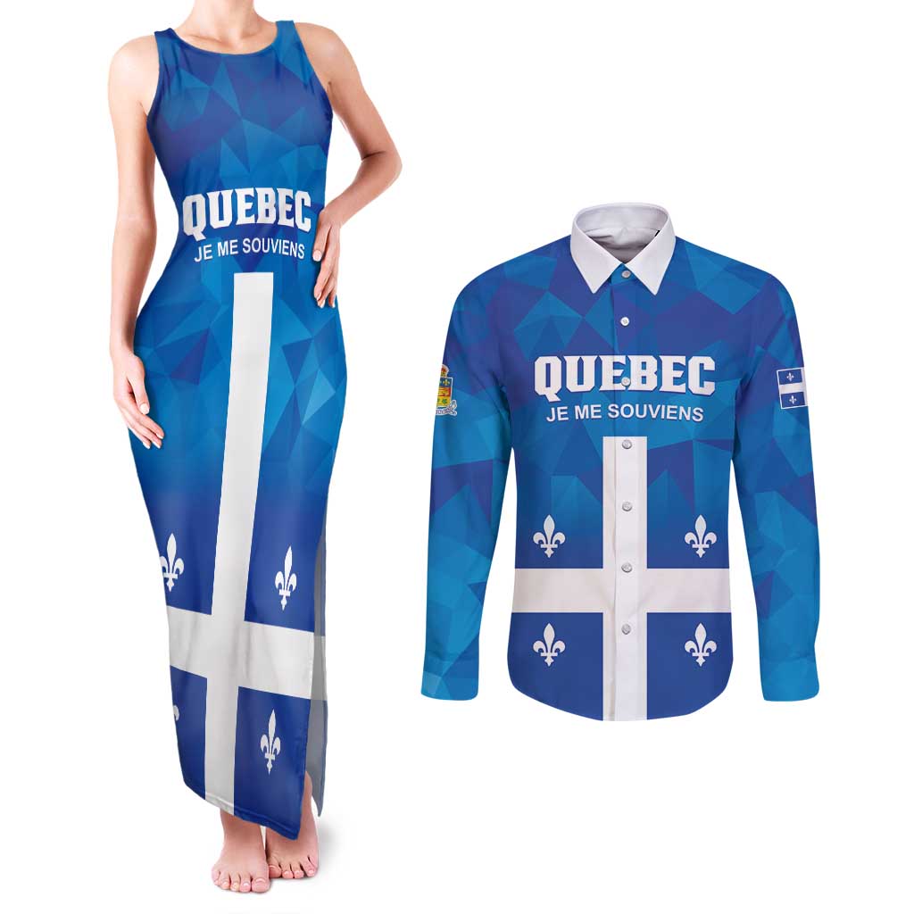 Personalized Canada Quebec Province Couples Matching Tank Maxi Dress and Long Sleeve Button Shirt Je Me Souviens