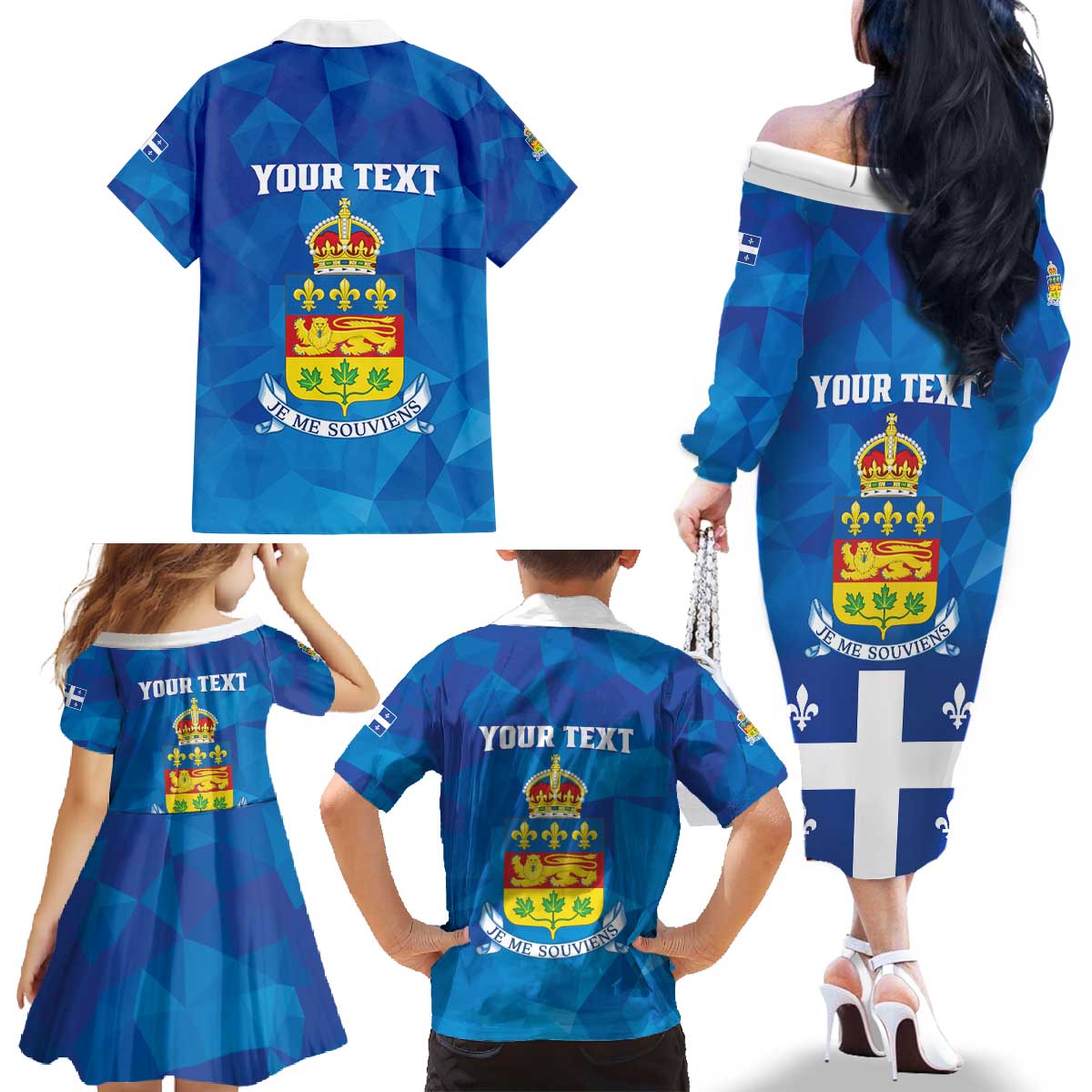 Personalized Canada Quebec Province Family Matching Off The Shoulder Long Sleeve Dress and Hawaiian Shirt Je Me Souviens