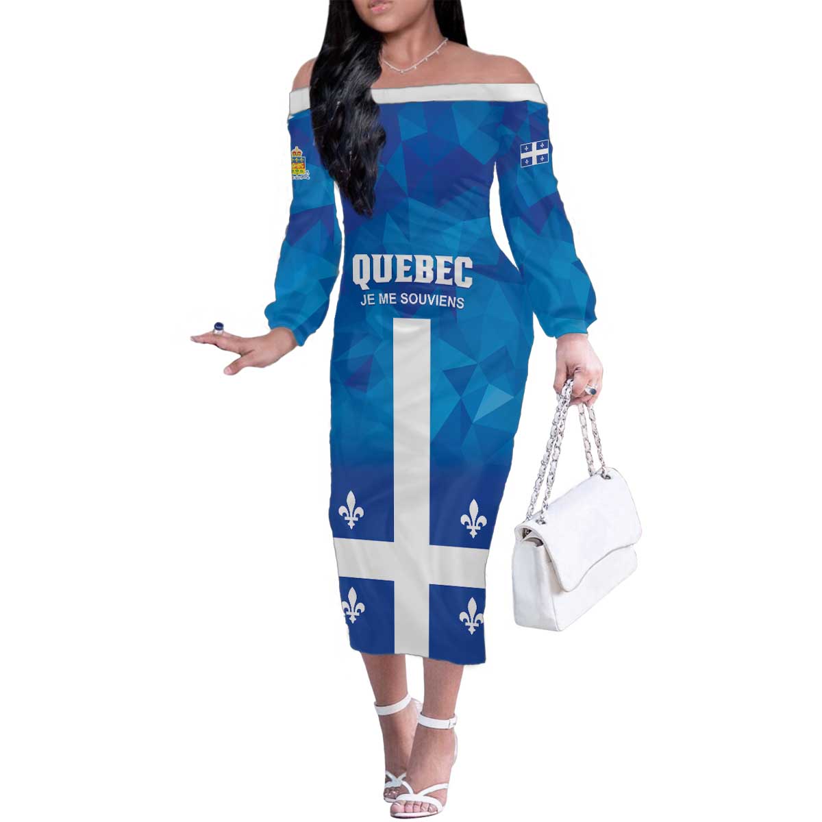 Personalized Canada Quebec Province Family Matching Off The Shoulder Long Sleeve Dress and Hawaiian Shirt Je Me Souviens