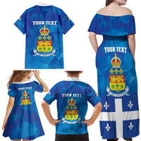 Personalized Canada Quebec Province Family Matching Off Shoulder Maxi Dress and Hawaiian Shirt Je Me Souviens