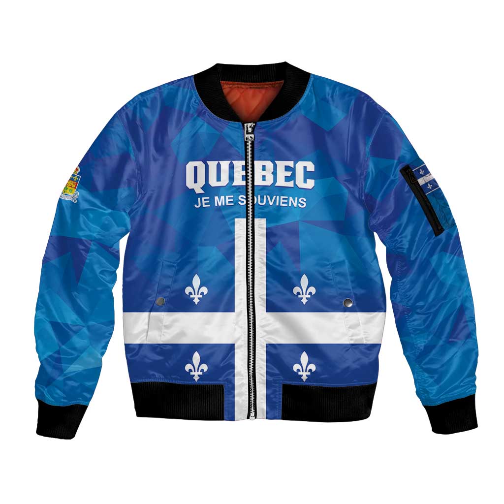 Personalized Canada Quebec Province Sleeve Zip Bomber Jacket Je Me Souviens