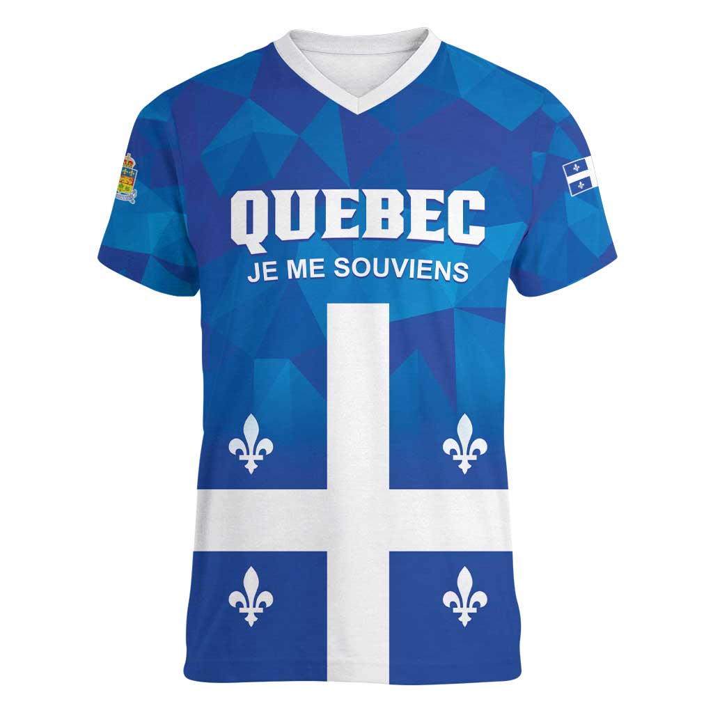 Personalized Canada Quebec Province Women V-Neck T-Shirt Je Me Souviens