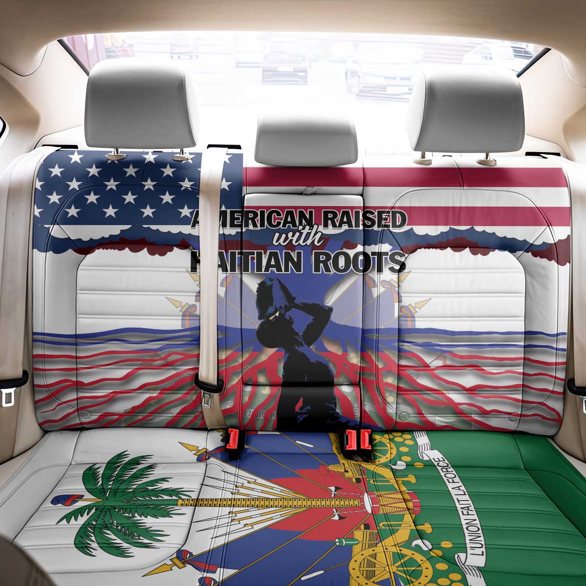 Haiti Heritage Month 2025 Back Car Seat Cover American Raised With Haitian Roots