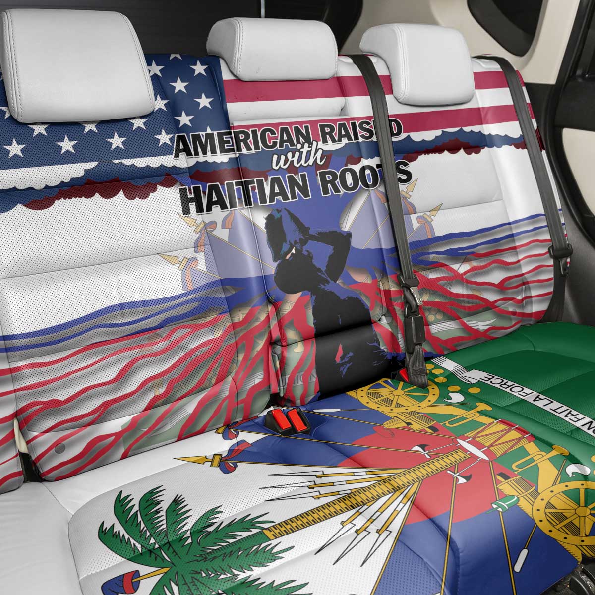 Haiti Heritage Month 2025 Back Car Seat Cover American Raised With Haitian Roots