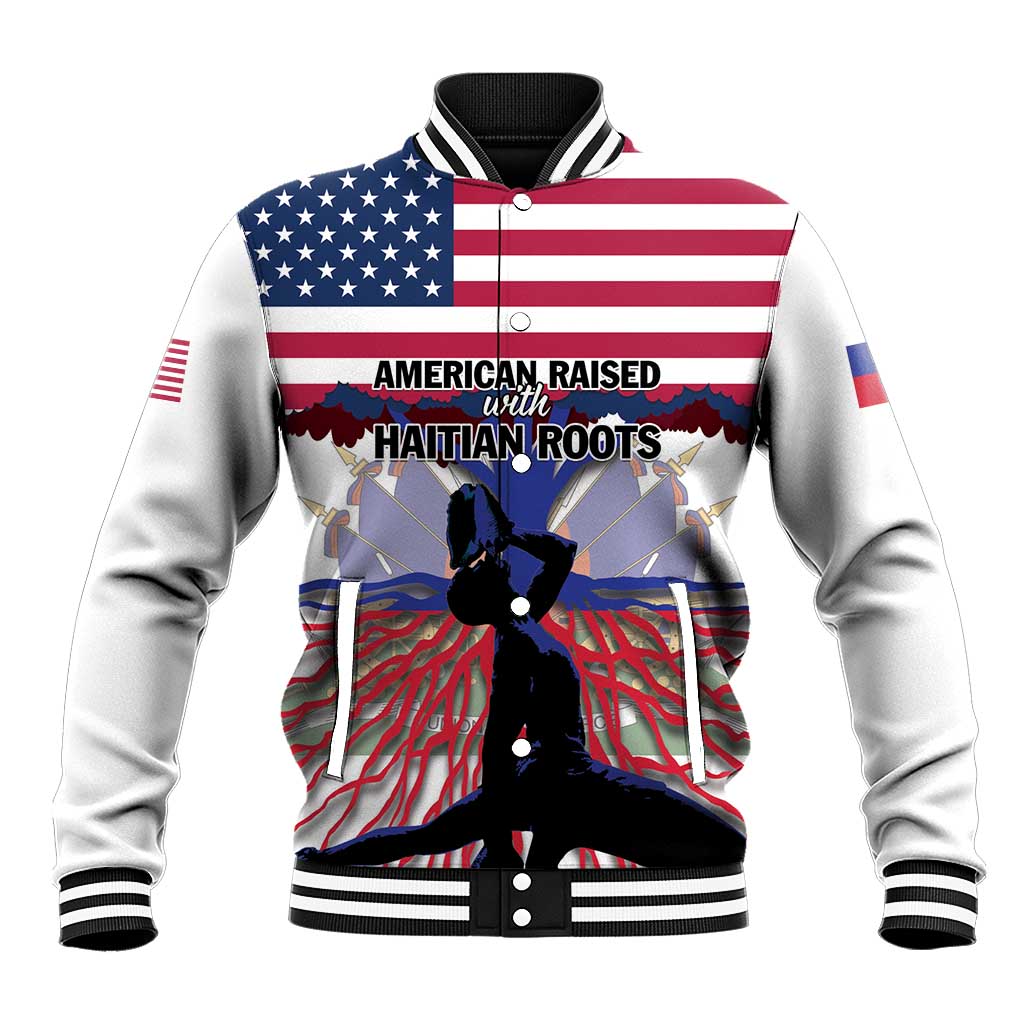 Haiti Heritage Month 2025 Baseball Jacket American Raised With Haitian Roots