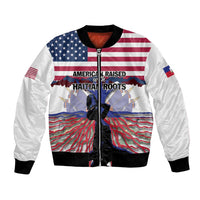 Haiti Heritage Month 2025 Bomber Jacket American Raised With Haitian Roots