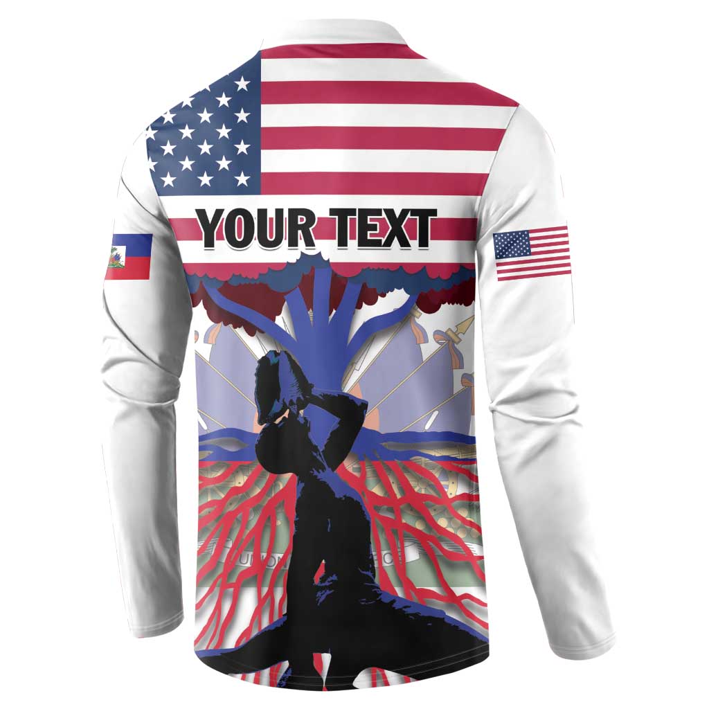 Haiti Heritage Month 2025 Button Sweatshirt American Raised With Haitian Roots