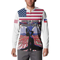 Haiti Heritage Month 2025 Button Sweatshirt American Raised With Haitian Roots