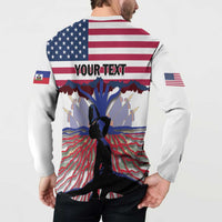 Haiti Heritage Month 2025 Button Sweatshirt American Raised With Haitian Roots