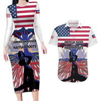 Haiti Heritage Month 2025 Couples Matching Long Sleeve Bodycon Dress and Hawaiian Shirt American Raised With Haitian Roots