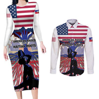 Haiti Heritage Month 2025 Couples Matching Long Sleeve Bodycon Dress and Long Sleeve Button Shirt American Raised With Haitian Roots