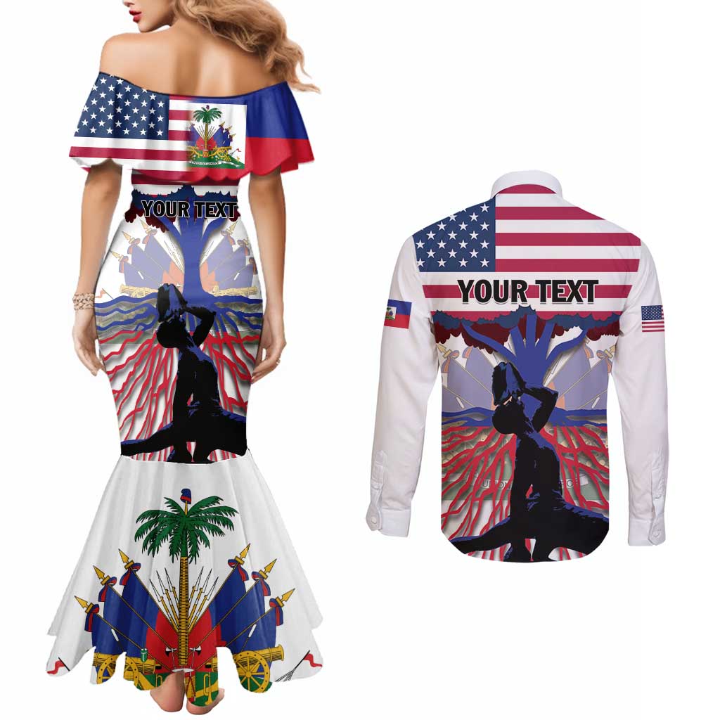 Haiti Heritage Month 2025 Couples Matching Mermaid Dress and Long Sleeve Button Shirt American Raised With Haitian Roots