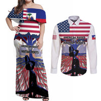 Haiti Heritage Month 2025 Couples Matching Off Shoulder Maxi Dress and Long Sleeve Button Shirt American Raised With Haitian Roots