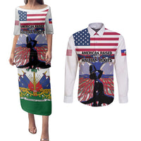 Haiti Heritage Month 2025 Couples Matching Puletasi and Long Sleeve Button Shirt American Raised With Haitian Roots