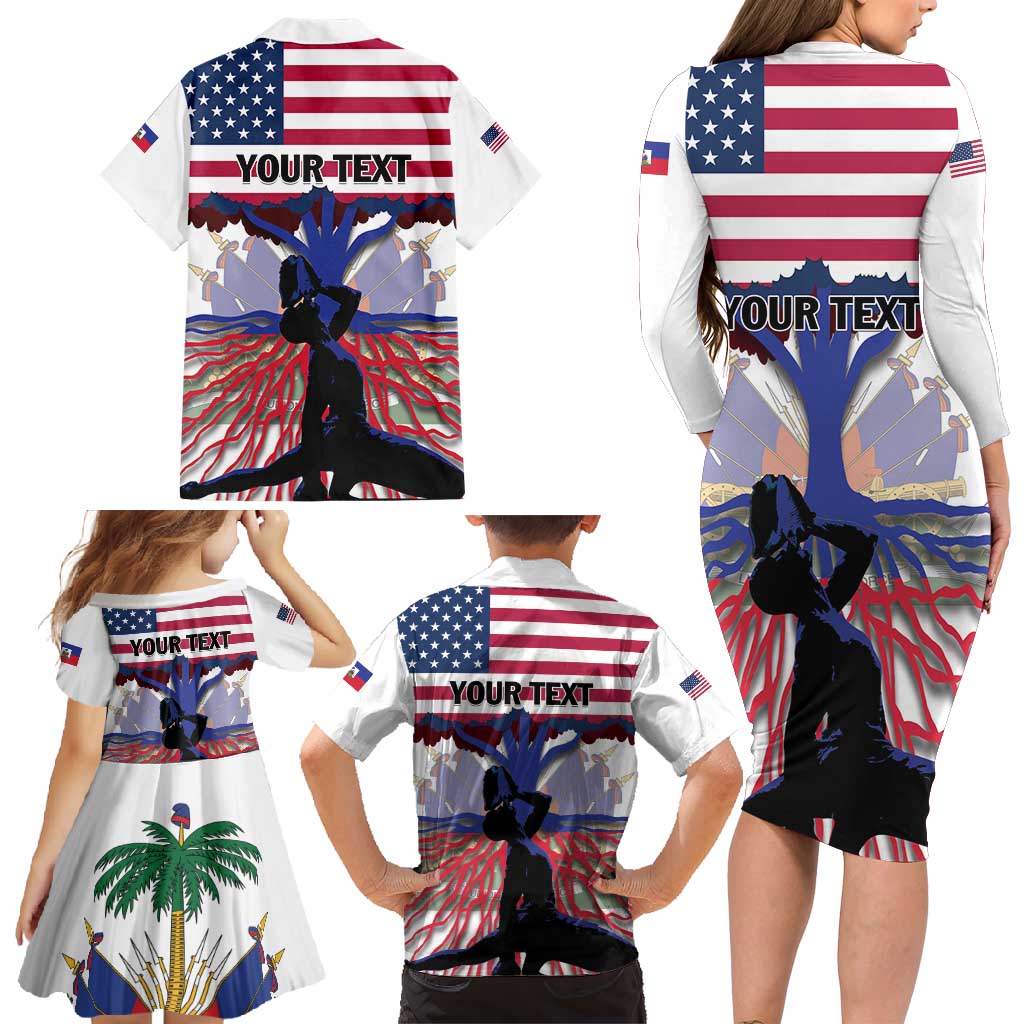 Haiti Heritage Month 2025 Family Matching Long Sleeve Bodycon Dress and Hawaiian Shirt American Raised With Haitian Roots