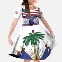 Haiti Heritage Month 2025 Family Matching Off The Shoulder Long Sleeve Dress and Hawaiian Shirt American Raised With Haitian Roots