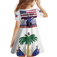 Haiti Heritage Month 2025 Family Matching Off The Shoulder Long Sleeve Dress and Hawaiian Shirt American Raised With Haitian Roots