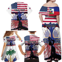 Haiti Heritage Month 2025 Family Matching Off Shoulder Maxi Dress and Hawaiian Shirt American Raised With Haitian Roots