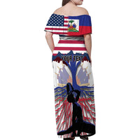 Haiti Heritage Month 2025 Family Matching Off Shoulder Maxi Dress and Hawaiian Shirt American Raised With Haitian Roots