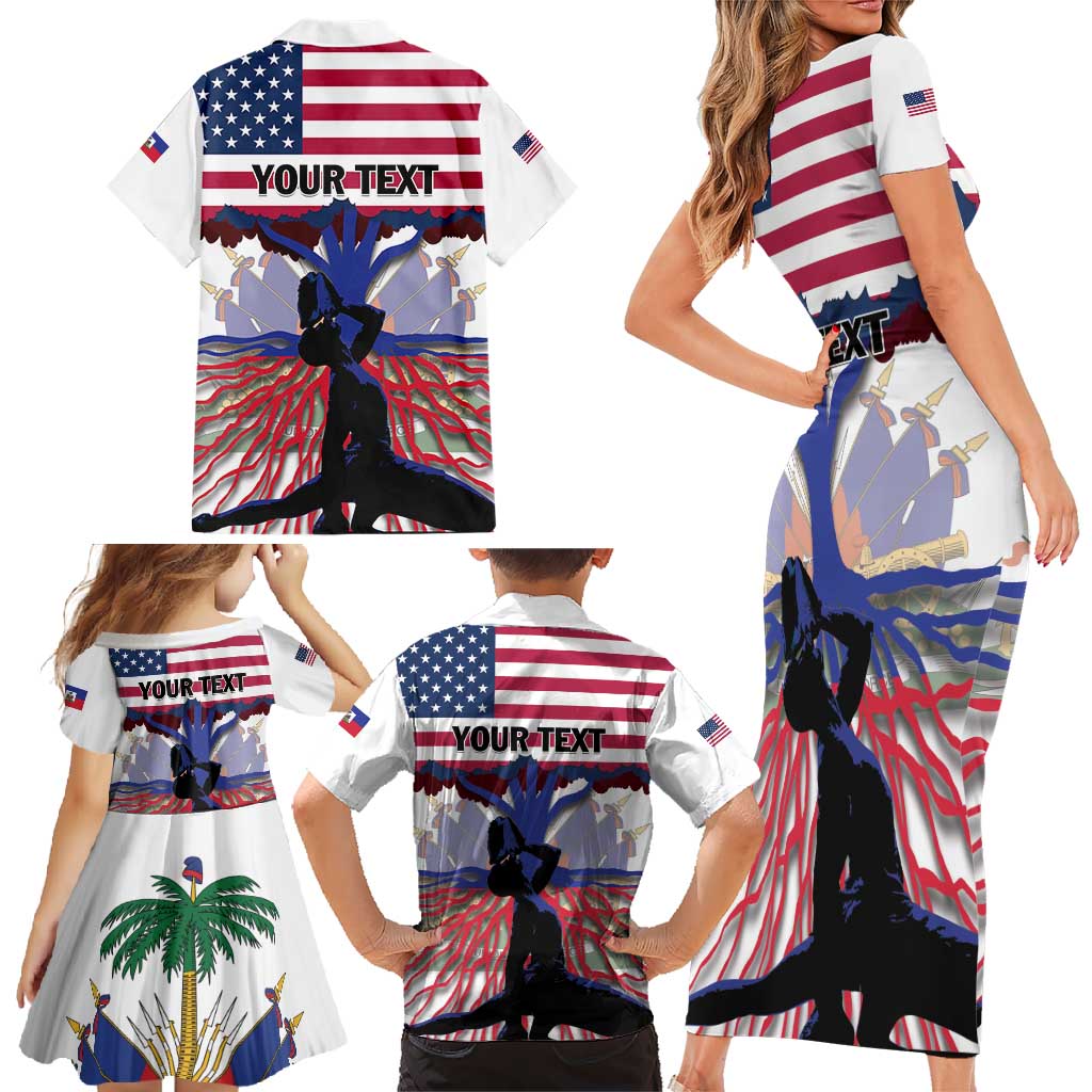 Haiti Heritage Month 2025 Family Matching Short Sleeve Bodycon Dress and Hawaiian Shirt American Raised With Haitian Roots