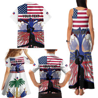 Haiti Heritage Month 2025 Family Matching Tank Maxi Dress and Hawaiian Shirt American Raised With Haitian Roots