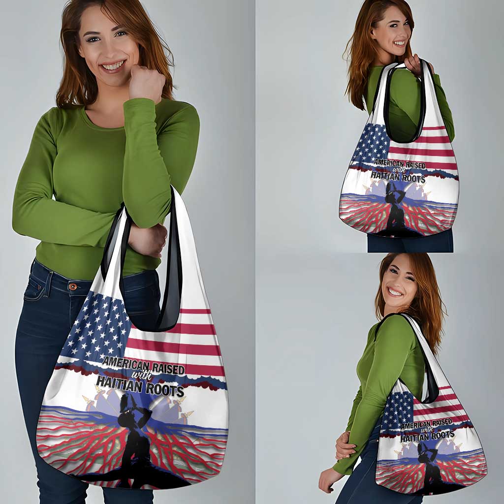 Haiti Heritage Month 2025 Grocery Bag American Raised With Haitian Roots