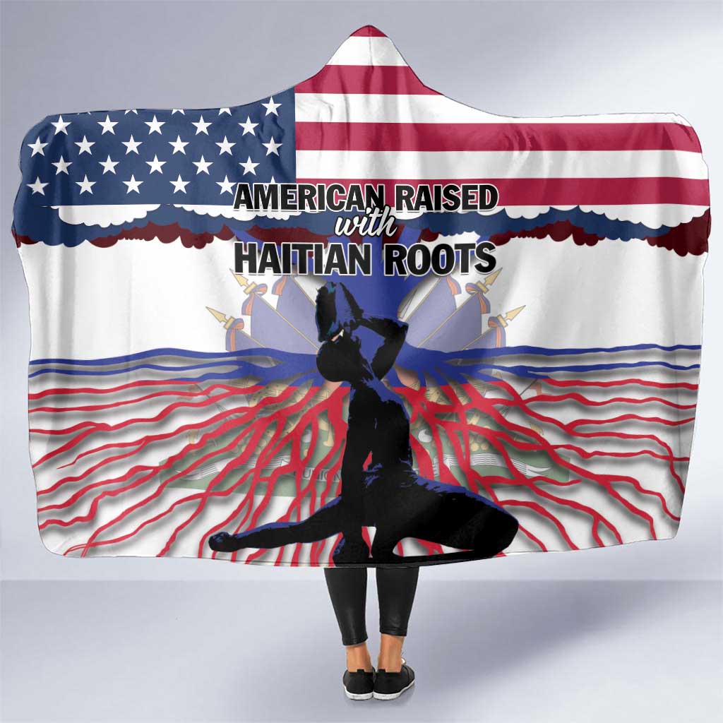 Haiti Heritage Month 2025 Hooded Blanket American Raised With Haitian Roots