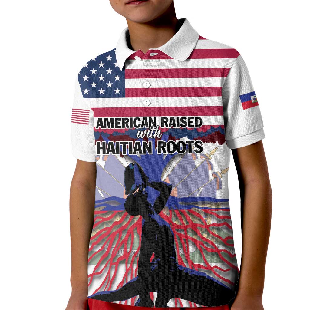 Haiti Heritage Month 2025 Kid Polo Shirt American Raised With Haitian Roots