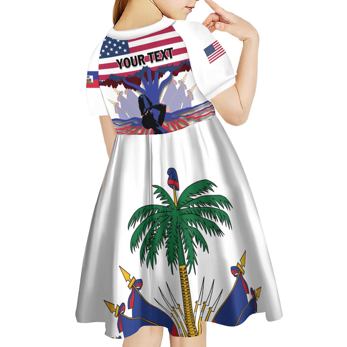 Haiti Heritage Month 2025 Kid Short Sleeve Dress American Raised With Haitian Roots