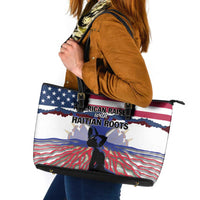 Haiti Heritage Month 2025 Leather Tote Bag American Raised With Haitian Roots