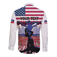 Haiti Heritage Month 2025 Long Sleeve Button Shirt American Raised With Haitian Roots