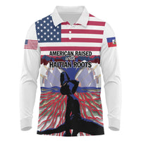 Haiti Heritage Month 2025 Long Sleeve Polo Shirt American Raised With Haitian Roots