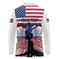 Haiti Heritage Month 2025 Long Sleeve Polo Shirt American Raised With Haitian Roots