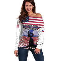 Haiti Heritage Month 2025 Off Shoulder Sweater American Raised With Haitian Roots