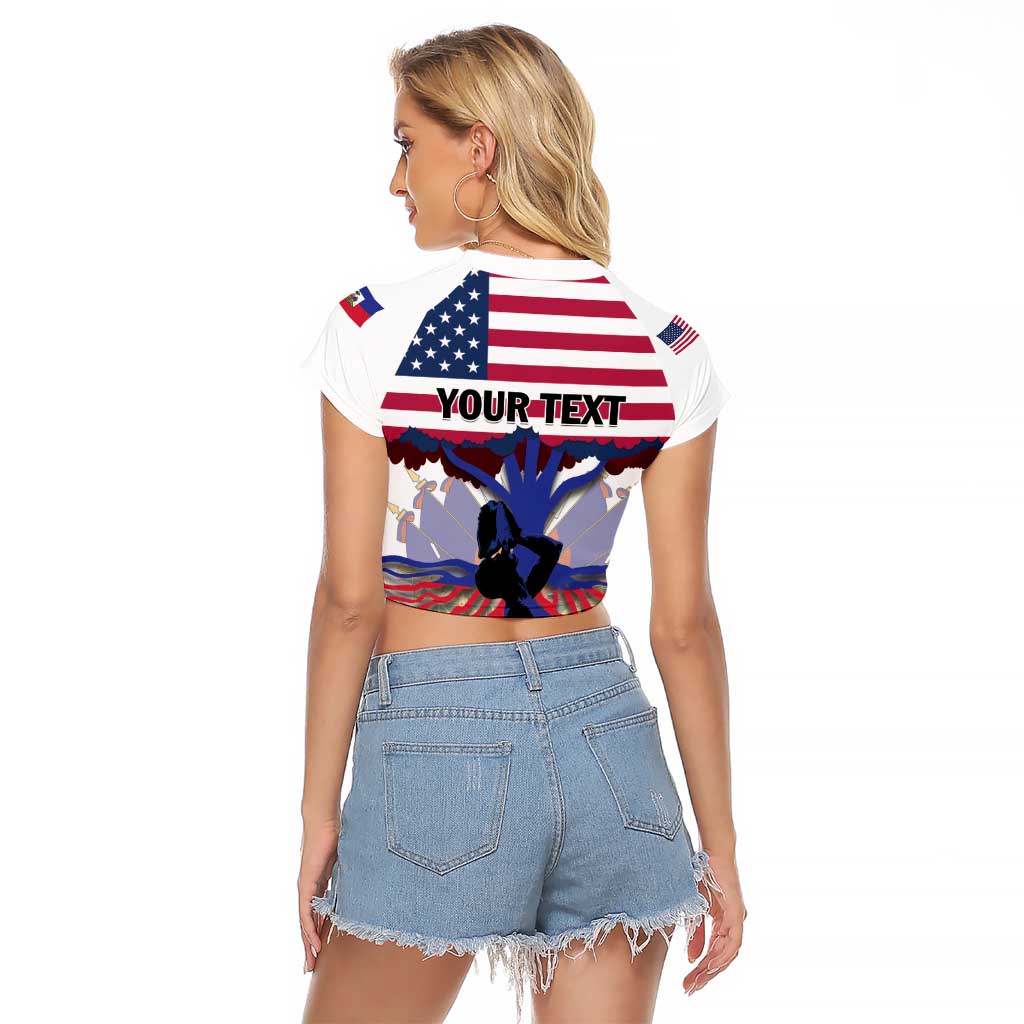 Haiti Heritage Month 2025 Raglan Cropped T Shirt American Raised With Haitian Roots