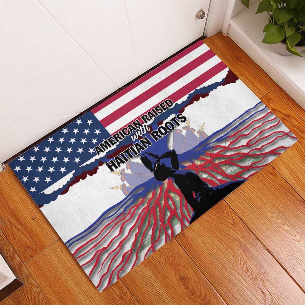 Haiti Heritage Month 2025 Rubber Doormat American Raised With Haitian Roots