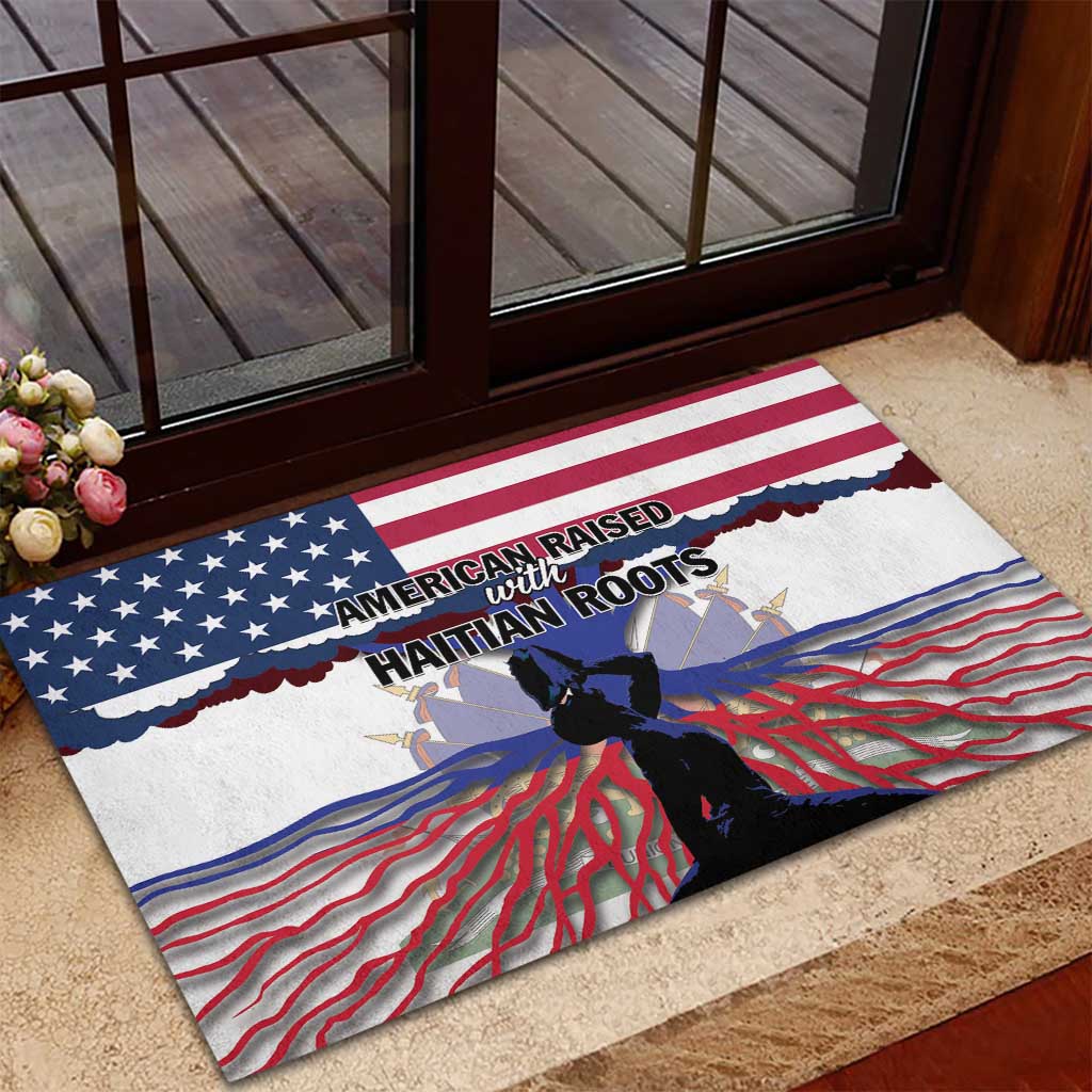 Haiti Heritage Month 2025 Rubber Doormat American Raised With Haitian Roots