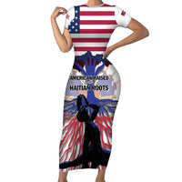 Haiti Heritage Month 2025 Short Sleeve Bodycon Dress American Raised With Haitian Roots
