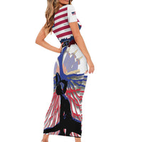 Haiti Heritage Month 2025 Short Sleeve Bodycon Dress American Raised With Haitian Roots