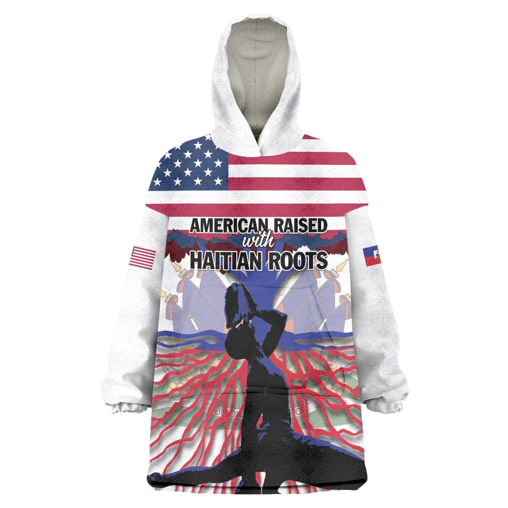 Haiti Heritage Month 2025 Wearable Blanket Hoodie American Raised With Haitian Roots