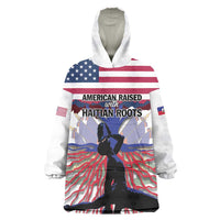 Haiti Heritage Month 2025 Wearable Blanket Hoodie American Raised With Haitian Roots